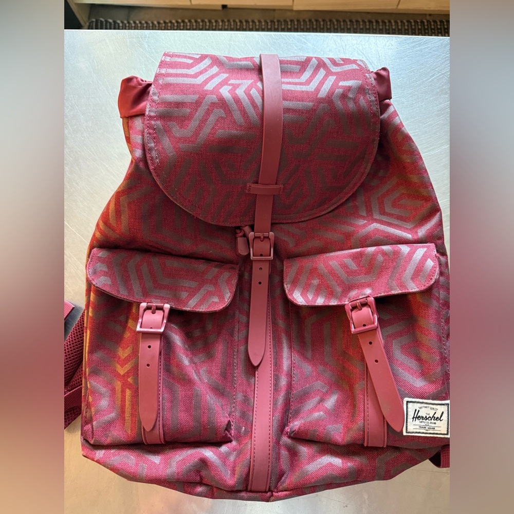 Herschel Red Geometric Backpack